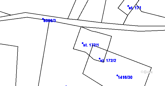Parcela st. 172/1 v KÚ Velké Karlovice, Katastrální mapa