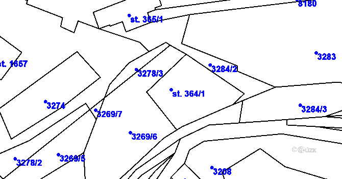 Parcela st. 364/1 v KÚ Velké Karlovice, Katastrální mapa