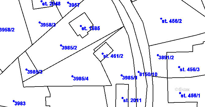 Parcela st. 461/2 v KÚ Velké Karlovice, Katastrální mapa