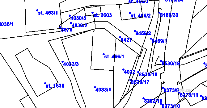 Parcela st. 466/1 v KÚ Velké Karlovice, Katastrální mapa