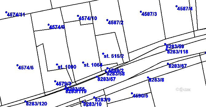 Parcela st. 515/2 v KÚ Velké Karlovice, Katastrální mapa