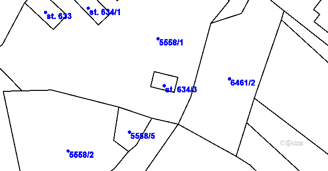 Parcela st. 634/3 v KÚ Velké Karlovice, Katastrální mapa