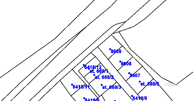 Parcela st. 669/8 v KÚ Velké Karlovice, Katastrální mapa