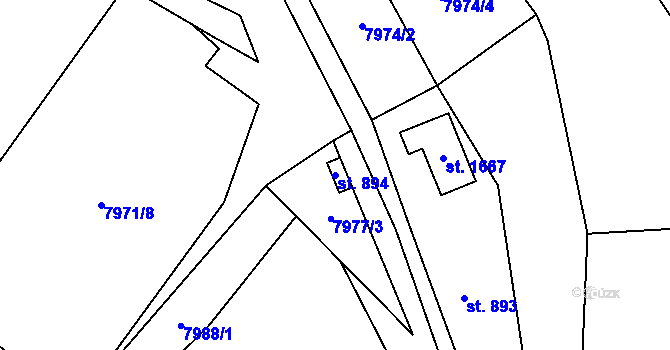 Parcela st. 894 v KÚ Velké Karlovice, Katastrální mapa