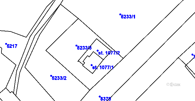 Parcela st. 1077/2 v KÚ Velké Karlovice, Katastrální mapa