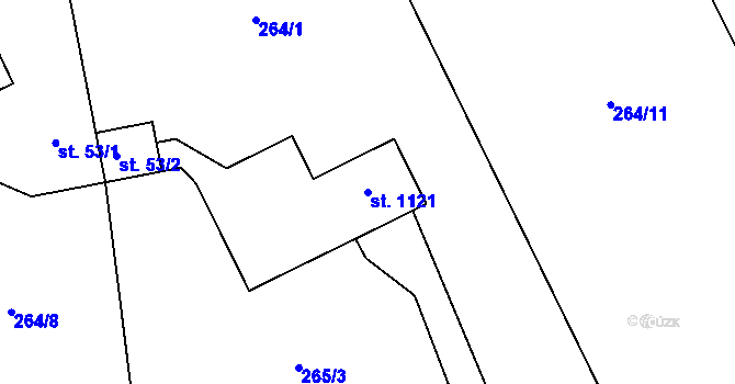 Parcela st. 1121 v KÚ Velké Karlovice, Katastrální mapa