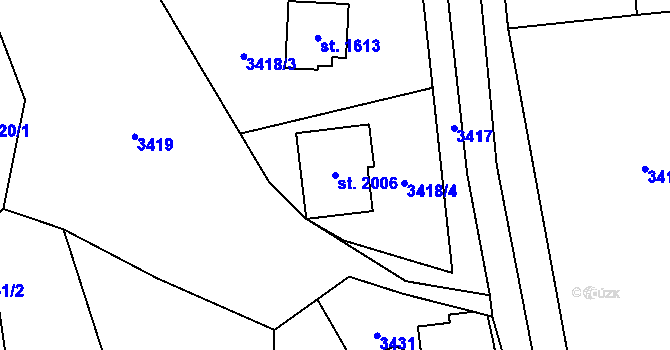 Parcela st. 2006 v KÚ Velké Karlovice, Katastrální mapa