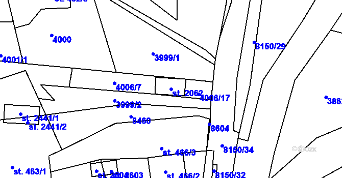 Parcela st. 2062 v KÚ Velké Karlovice, Katastrální mapa