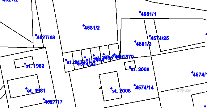Parcela st. 2436 v KÚ Velké Karlovice, Katastrální mapa