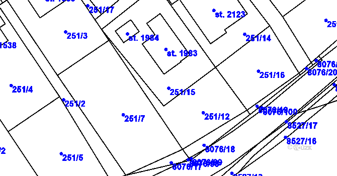 Parcela st. 251/15 v KÚ Velké Karlovice, Katastrální mapa