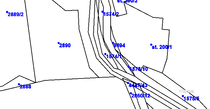 Parcela st. 1574 v KÚ Velké Karlovice, Katastrální mapa