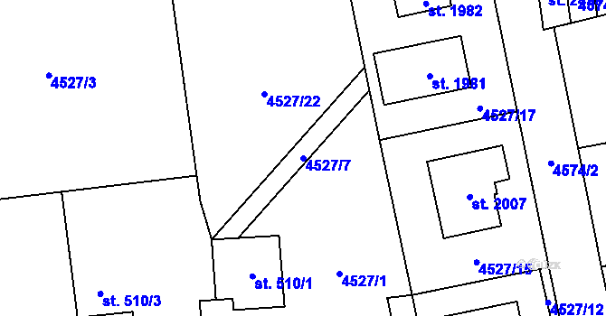 Parcela st. 4527/7 v KÚ Velké Karlovice, Katastrální mapa