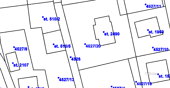 Parcela st. 4527/20 v KÚ Velké Karlovice, Katastrální mapa