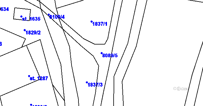 Parcela st. 8089/5 v KÚ Velké Karlovice, Katastrální mapa