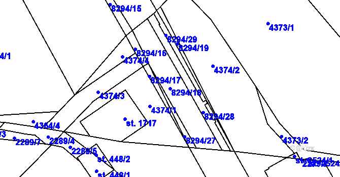 Parcela st. 8294/18 v KÚ Velké Karlovice, Katastrální mapa