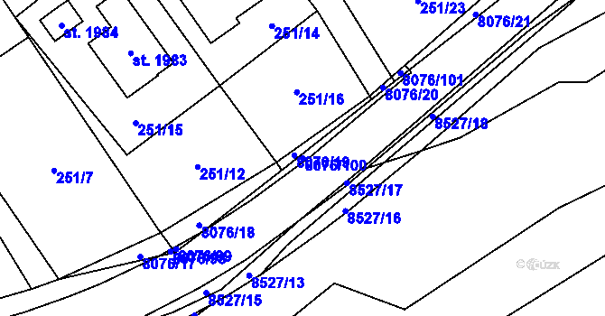 Parcela st. 8076/100 v KÚ Velké Karlovice, Katastrální mapa