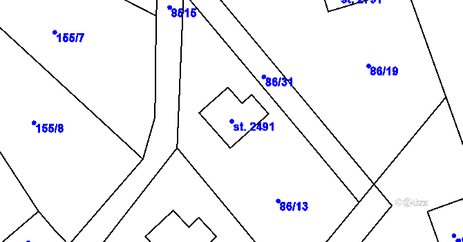 Parcela st. 2491 v KÚ Velké Karlovice, Katastrální mapa