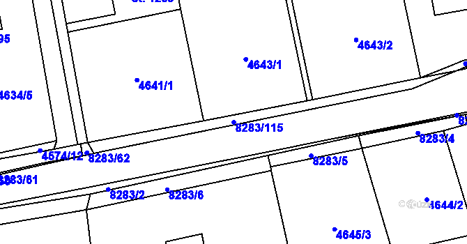Parcela st. 8283/115 v KÚ Velké Karlovice, Katastrální mapa