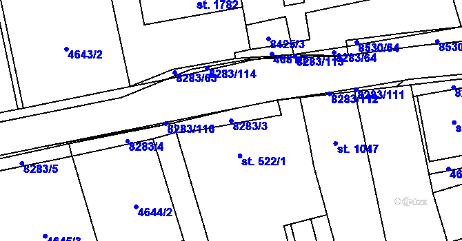 Parcela st. 8283/3 v KÚ Velké Karlovice, Katastrální mapa