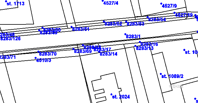 Parcela st. 8283/14 v KÚ Velké Karlovice, Katastrální mapa