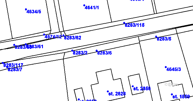 Parcela st. 8283/6 v KÚ Velké Karlovice, Katastrální mapa