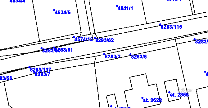 Parcela st. 8283/2 v KÚ Velké Karlovice, Katastrální mapa