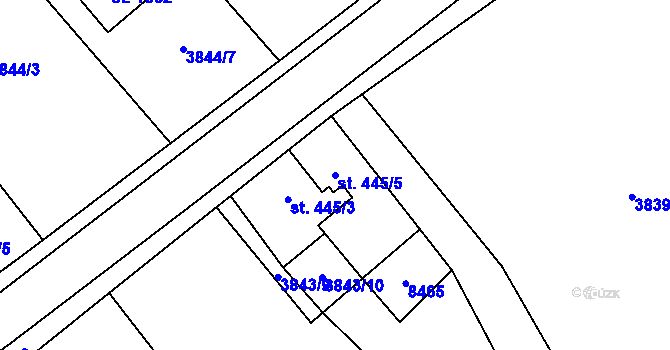 Parcela st. 445/5 v KÚ Velké Karlovice, Katastrální mapa