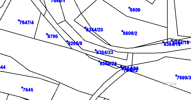 Parcela st. 8364/23 v KÚ Velké Karlovice, Katastrální mapa
