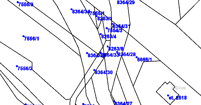 Parcela st. 8364/33 v KÚ Velké Karlovice, Katastrální mapa