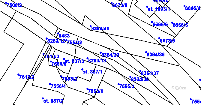 Parcela st. 8364/39 v KÚ Velké Karlovice, Katastrální mapa