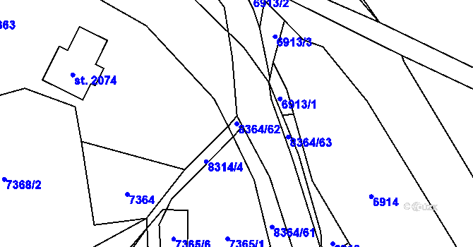 Parcela st. 8364/62 v KÚ Velké Karlovice, Katastrální mapa