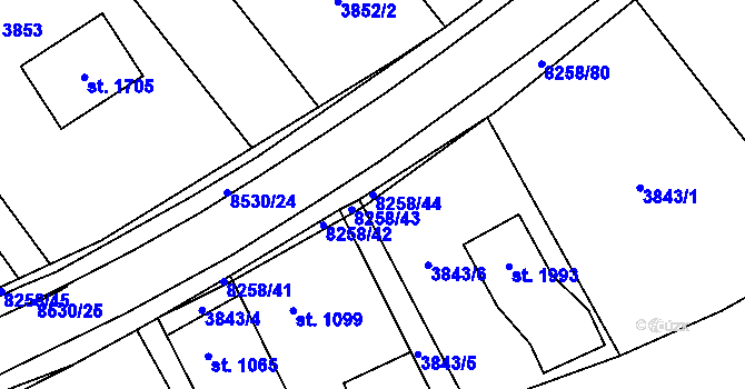 Parcela st. 8258/44 v KÚ Velké Karlovice, Katastrální mapa