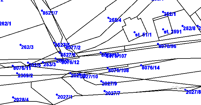 Parcela st. 8076/13 v KÚ Velké Karlovice, Katastrální mapa