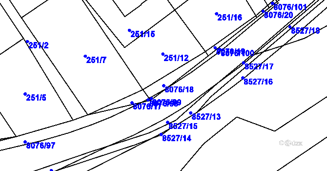 Parcela st. 8076/18 v KÚ Velké Karlovice, Katastrální mapa