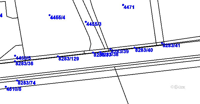 Parcela st. 8283/38 v KÚ Velké Karlovice, Katastrální mapa