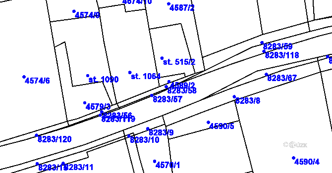 Parcela st. 8283/58 v KÚ Velké Karlovice, Katastrální mapa