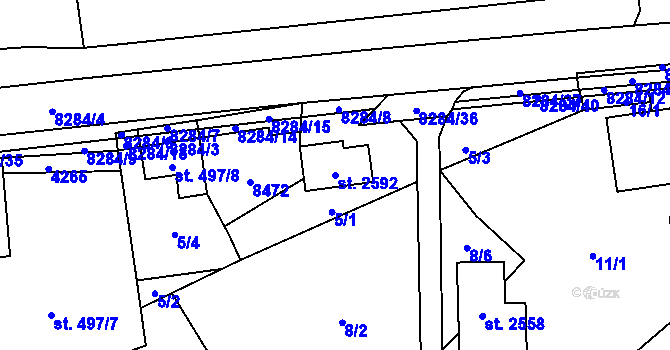 Parcela st. 2592 v KÚ Velké Karlovice, Katastrální mapa