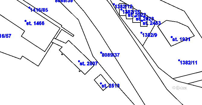 Parcela st. 8089/37 v KÚ Velké Karlovice, Katastrální mapa