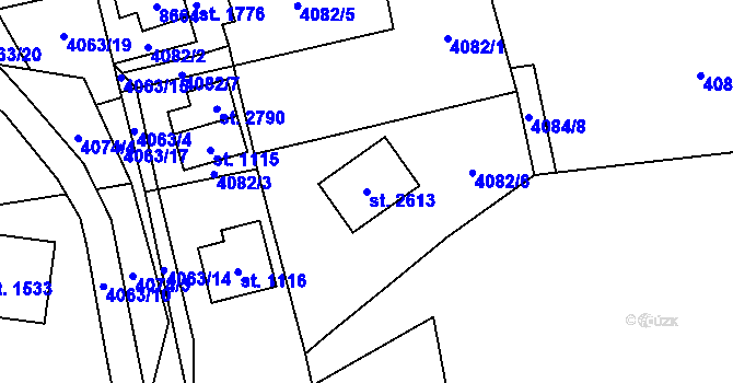 Parcela st. 2613 v KÚ Velké Karlovice, Katastrální mapa