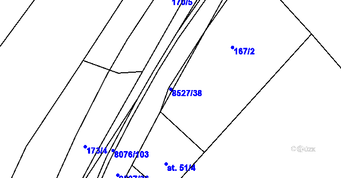 Parcela st. 8527/38 v KÚ Velké Karlovice, Katastrální mapa