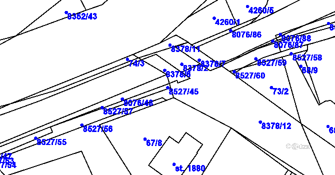 Parcela st. 8527/45 v KÚ Velké Karlovice, Katastrální mapa