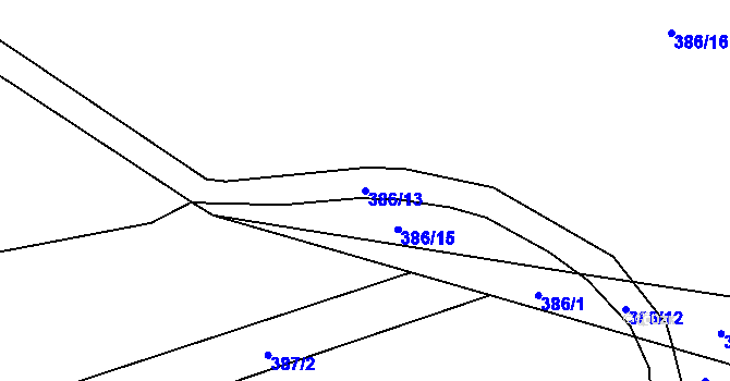 Parcela st. 386/13 v KÚ Velké Karlovice, Katastrální mapa