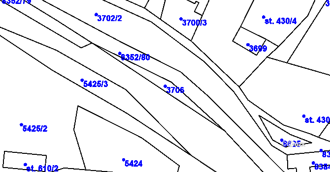 Parcela st. 3706 v KÚ Velké Karlovice, Katastrální mapa