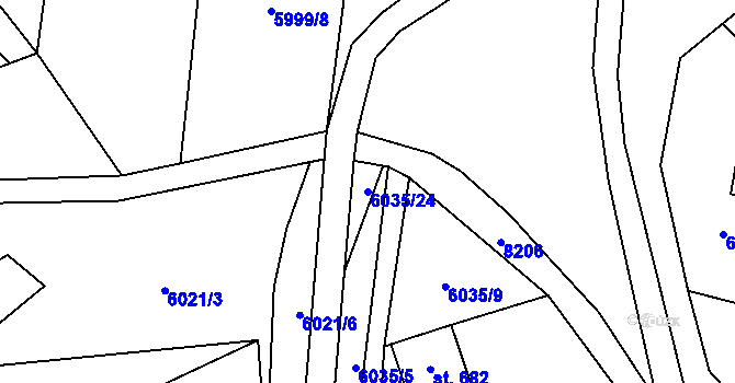 Parcela st. 6035/24 v KÚ Velké Karlovice, Katastrální mapa