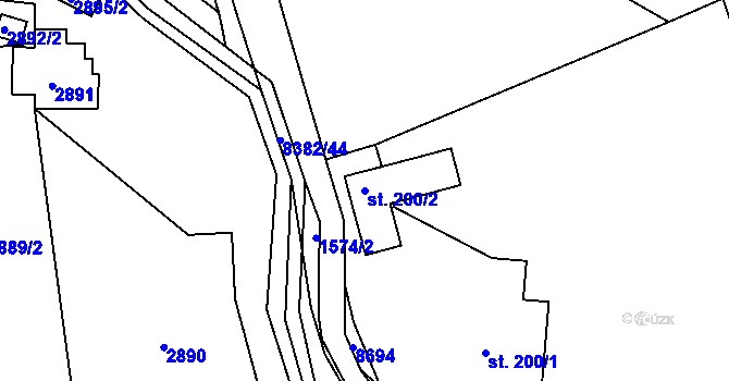Parcela st. 200/2 v KÚ Velké Karlovice, Katastrální mapa