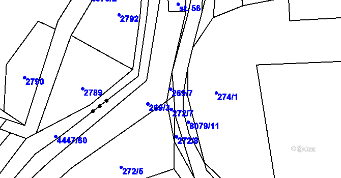 Parcela st. 269/7 v KÚ Velké Karlovice, Katastrální mapa