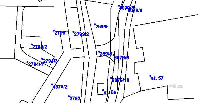 Parcela st. 269/8 v KÚ Velké Karlovice, Katastrální mapa