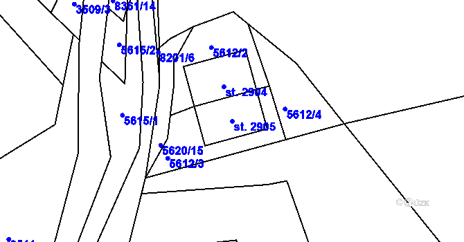 Parcela st. 2905 v KÚ Velké Karlovice, Katastrální mapa