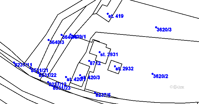 Parcela st. 2931 v KÚ Velké Karlovice, Katastrální mapa