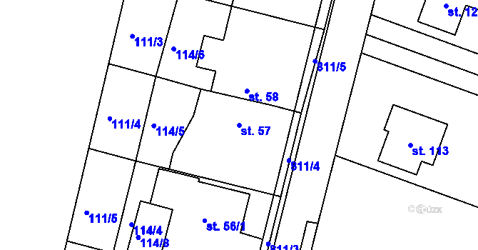 Parcela st. 57 v KÚ Velké Koloděje, Katastrální mapa